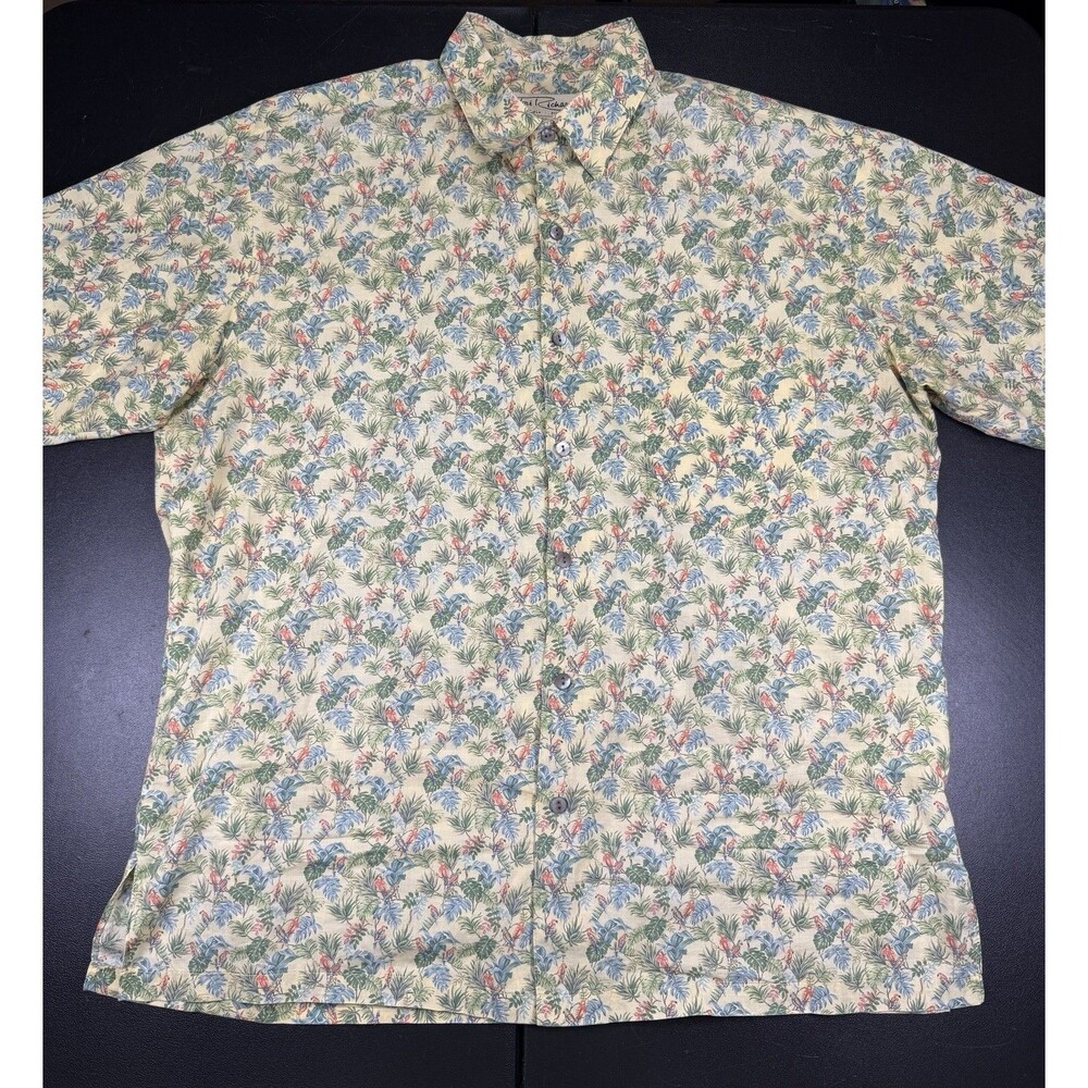 TORI RICHARD MARQUISES 100% cotton Bird Print button down shirt MEDIUM Hawaiian